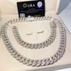 Naszyjniki wiszące 15 mm łańcuch kubańskie Naszyjniki S925 Srebrny prawdziwy Diamonds Choker for Women Men Pass Tester 230728