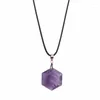 Pendanthalsband 2023 Crystal Quartz Necklace Leather Chains Natural Purple Pink Coll Christmas Gift