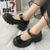 Kleid Schuhe Frühling Plattform Leder Schuhe Frauen Wohnungen Casual Oxford Loafer Dicke Unterseite Damen Keil Lolita Schuhe Mary Jane Damen 230729