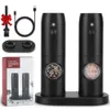 Mills Electric Automatic Salt and Pepper Grinder set USB充電式バッテリーパワー調整可能な粗さスパイスミルLEDライト230728