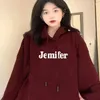 Women's Hoodies Women Sweater 2023 Autumn Winter Loose Hooded Wine Red Top With Plush And Thickened Coat For Slim Outwear