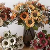Dekoracyjne kwiaty piękne rekwizyty ślubne fałszywe słonecznik bukiet sztuczny
