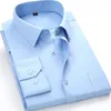 メンズドレスシャツソリッドプレーンビジネスメンソーシャルシャツスクエアレングスリーブチェストポケット230728