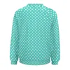 Kadın Hoodies Teal Mavi Polka Dot Kadınlar Retro Turkuaz Modaya Modeli Klasik Günlük Hoodie Bahar Uzun Kol Y2K Özel Büyük Boyut 2xl 3xl