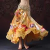 Vêtements de scène vêtements de Style égyptien longs cercles enveloppés jupes florales fente latérale femmes danse du ventre avec volants