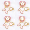 Baby Teethers Toys Pink Zircon Luxury Pacifier Clip 26 Letters born Personalized Pacifiers Holder Silicone Infant Teether Nipple BPA Free 230728