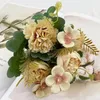 Fleurs décoratives Simulation de soie Grand Thé Rose Hortensia Faux Bouquet De Fleurs Saint Valentin Cadeau Fête De Vacances Décor Roses Artificielles