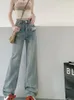 Damen Jeans Damen Vintage Ripped Wash Denim Hosen Baggy Harajuku Baddie Lange Hosen Y2k Streetwear 2000er Jahre Ästhetische Koreanische Mode