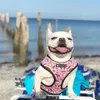 Fransız Bulldog Harness tasması Baskı Baskı Frenchie Tersinabled Kablo Demeti Köpek Köpekleri Küçük Köpekler Pug Yürüyüş Eğitimi İçin Set Seti LJ2284A