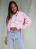 Women's Jackets Female Pink Denim Jackets Long Sleeve Turn Down Collar Streetwear Short Length Fall Jeans Jackets Loose Casual Crop Jacket Women 230728