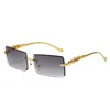 56% OFF Wholesale of sunglasses Rimless Rectangle Sunglasses Women New Luxury Brand Fashion Metal Leopard Head Shade Small Square Sun Glasses For Men