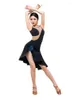 스테이지웨어 탱크 탑 드레스 태색 라틴 댄스 댄스 퍼포먼스 여성 볼룸 삼바 탱고 슈트 블랙