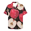 Camisas casuales para hombres Patrón de frutas Bebidas de vacaciones Postre Playa Tienda Ropa Sandía Verano Manga corta Hawaiano para hombres Secado rápido