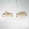 56% de réduction sur les lunettes de soleil 2023 Vintage Rimless Wire Men Men Femmes pour les verres à diamant d'été Verres transparentes Cadre métallique OCULOS GAFASKAJIA NOUVEAU