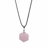 Pendanthalsband 2023 Crystal Quartz Necklace Leather Chains Natural Purple Pink Coll Christmas Gift
