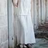 Skirts NINI WONDERLAND 2023 Women Cotton Balck White Casual Skirt Summer Elastic Waist Maxi Long A-line Pleated Loose