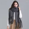 Scarves Oversized Long Scarf For Women Men Winter Warm Cashmere Solid Color Neckerchief Blanket Fringe Pashmina Shalws Wraps