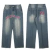 Heren Jeans Brief Grafische Jeans voor Mannen Y2k High Street Borduurwerk Broek Vaqueros Baggy Hip Hop Punk Kleding Geschikt voor Heren Zomer Jeans 230728