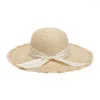 Wide Brim Hats Summer Big Dome Raffia Sun Women Outdoor Travel Adjust Straw Hat Fashion Lady Beach Ribbon Bow Party Visor