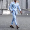 Ternos Masculinos Est Design Sky Blue Slim Fit Homens 2023 Mais Recente Noivo Casamento Smoking Traje Homme 2 Peças