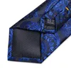 Noeuds papillon bleu Royal Paisley soie pour hommes luxe 8 cm mariage affaires Polyester cravate ensemble poche carré boutons de manchette cadeau en gros