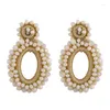 Dangle Earrings FLOLA Handmade Beads Drop For Women With Stone Crystal Bohemian Big Earring Boho Jewelry Oorbellen Kralen Ersq14