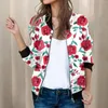 Women's Jackets Womens Casual Daily Lightweight Zip Up Jacket Floral Print Coat Stand Collar Short Sports Women Size Medium