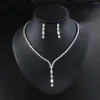 Collana Orecchini Set Cubic Zirconia Elegante CZ Matrimonio Da Sposa E Gioielli Per Le Donne