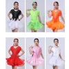 Vestuário de palco Meninas Baile Borlas Lantejoulas Roupas de dança latina Crianças Trajes de strass Salsa Patinação Dança Saia Vestido Vestuário