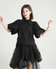 Женские блузки Zhongchuang Rizhen Spring 2023 Нишевая дизайн Design Pufle Eleve Деревянная рубашка короткая длинная