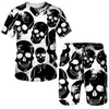 Men's Tracksuits 3D Skull Printed T-Shirts Suits Summer Cartoon Harajuku Children Clothing Women's Casual O-neck Tops Shorts 2 Piece Sets