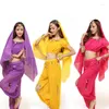 Scen Wear Belly Dance Performance Suit 2023 Festival Outfit Women Short Sleeve Hanging Coin Pants Chiffon Practice Costume