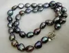 Joyas para mujeres joyas de 9-10 mm azul verde marrón color gris color gris barroco collar de perlas verdadero cultivado agua dulce cultivada