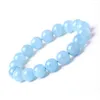 Strand 7-9mm Natural Genuine Blue Ocean Gems Stone Crystal Round Beads Bracelets For Women Charme Stretch Bracelet Femme