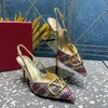 Nuove scarpe da donna di design di lusso di alta qualità di alta qualità di alta qualità femminile a punta tacco alto in metallo di lusso scarpe da sposa per feste di moda 8 cm Taglie 35-43 + scatola