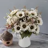 Decorative Flowers Beautiful Wedding Props Fake Sunflower Bouquet Pography Artificial No Watering Decor Stuffs