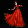 Vêtements de scène 360 degrés Performance espagnol Vestido Flamenco robe robes femmes fête Falda rouge soirée danse personnalisée