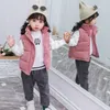 Waistcoat Children's Autumn Warm Girls Fashion Checkerboard Padded Jacket Boys Casual Stand Collar Down Cotton Vest 2Y 10Y 230728