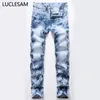 Dye Dye Print Men Jeans Designer Mężczyzna dżinsowe spodnie spodnie zupełnie nowa motocyklista dżinsy hombres proste hombre252m