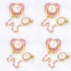 Baby Teethers Toys Pink Zircon Luxury Pacifier Clip 26 Letters born Personalized Pacifiers Holder Silicone Infant Teether Nipple BPA Free 230728