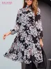 Basic Casual Dresses S.FLAVOR Women's Ruffled Collar Long Sleeve Chiffon Casual Dresses Bohemian Chiffon Beach A-line Midi Vestidos 230728