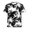 T-shirt da uomo Motivo tropicale monocromatico raffigurante T-shirt in poliestere con stampa 3D Tropics T-shirt manica corta da uomo Harajuku Streetwear