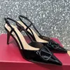 Zapatos de mujer de tacones altos de charol negro Zapatos de tacón de aguja Nueva línea de diseñador de lujo con zapatos de viaje de moda puntiagudos sandalias zapatos de fiesta 8 cm Tamaños 35-43 + caja