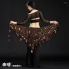 Scen Wear Belly Dance Costume Bling Sequine Hip Scarf Tribal Fringe Tassel Wrap Belt Solid Color Red Silver Golden