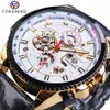 Forsining Automatic Men Watch Casual Golden Date Polish Black Leather Belt Mechanical Watches Waterproof Clock Relogio Masculino254T