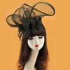 Chapéus Stingy Brim Europeu Fascinator Hat Headwear 17 Cores Senhoras Elegantes Malha Gaze Flor Fascinators Cocktail Horse Race Party Feminino 230729