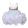 Fille Robes Bébé Robe De Mariée Couches Sequin Arc Baptême Robe De Baptême Pageant Toddler Princess Party 1 An Anniversaire Vêtements