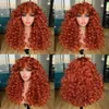 Cosplay s Rood Bruin Koper Gember Kort Krullend met Pony Synthetisch voor Vrouwen Natuurlijke Golf Hittebestendige HIHOO Haar 230728