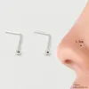 Navel Bell Button Rings 20pcspack 925 Sterling Silver L Shape Nose Stud 15mm ball tiny nose pin piercing 230729