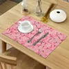 Tischläufer 4/6-teiliges Set Matten Blume Japan Kirschblüten Bedruckte Serviette Küchenzubehör Home Party Dekorative Tischsets